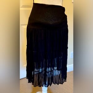 BCX Elegant Black Layered Midi Skirt, Sz M